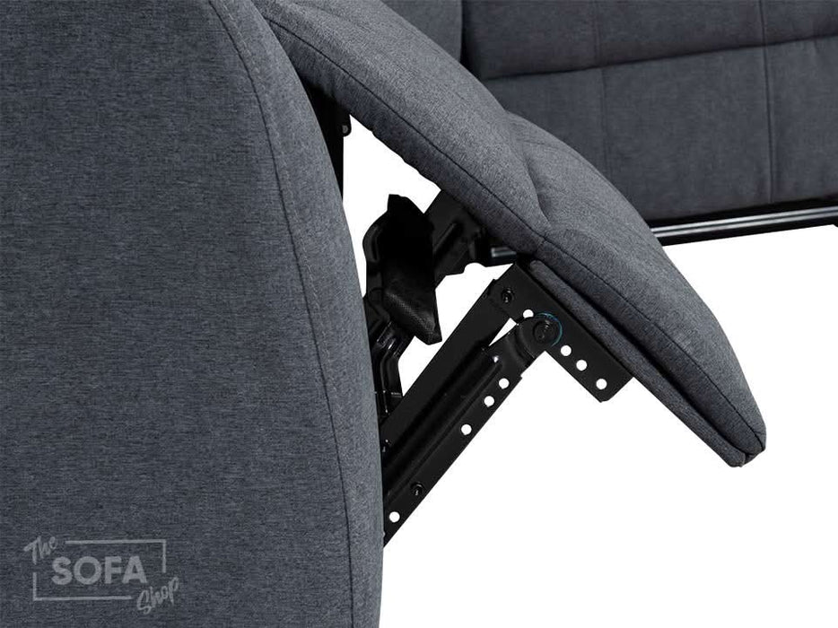Recliner Corner Sofa in Dark Grey Fabric with Drop Down Tables & Cup Holders I Ex-display I Sortino I The Sofa Shop