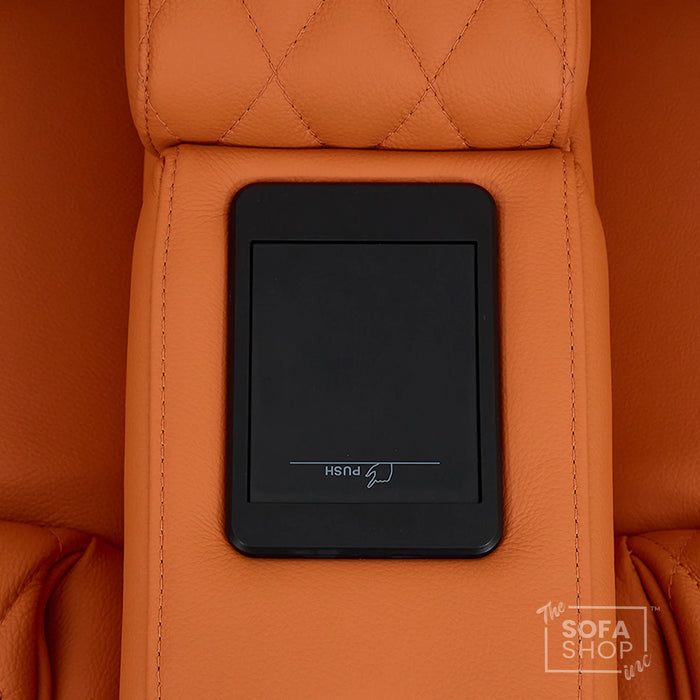 1 Seater Smart Tech Electric Recliner Cinema Chair | Luxury Theatre Seating | Orange Real Leather | Assisi