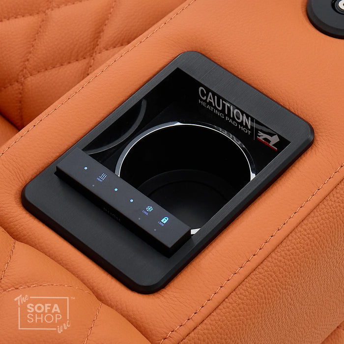 1 Seater Smart Tech Electric Recliner Cinema Chair | Luxury Theatre Seating | Orange Real Leather | Assisi