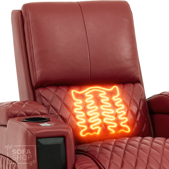 1 Seater Smart Tech Electric Recliner Cinema Chair | Luxury Theatre Seating | Red Real Leather | Assisi