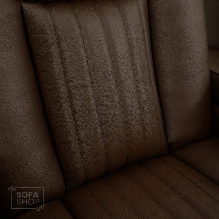 2 Seater Smart Tech Electric Recliner Cinema Sofa | Luxury Theatre Seating | Brown Real Leather | Capri