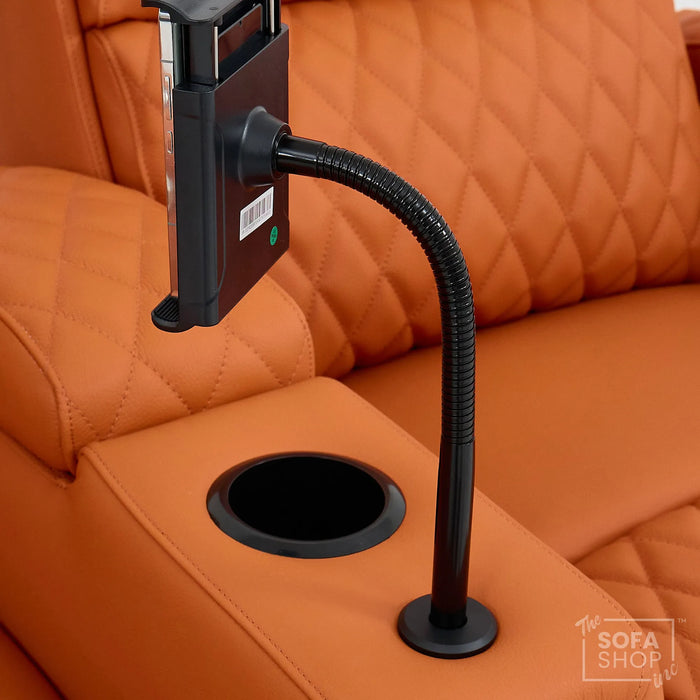 3 Seater Smart Tech Electric Recliner Cinema Sofa | Luxury Theatre Seating | Orange Real Leather | Assisi