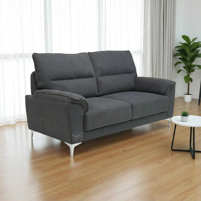 2 Seater Grey Fabric Sofa – Stylish, Space-Saving & Ultra-Comfortable | Sophia - S41