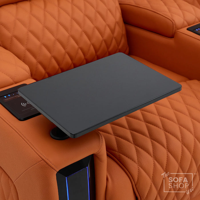 1 Seater Smart Tech Electric Recliner Cinema Chair | Luxury Theatre Seating | Orange Real Leather | Assisi
